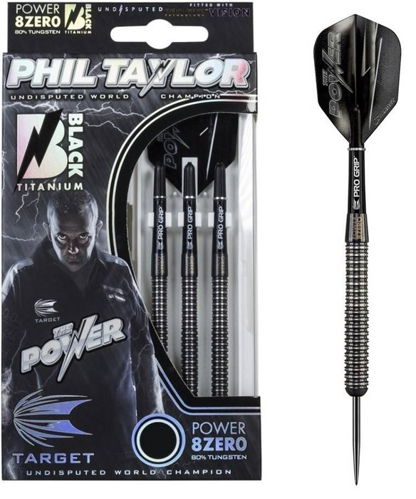 Phil Taylor Power 8ZERO Black Titanium 80% S1 Darts